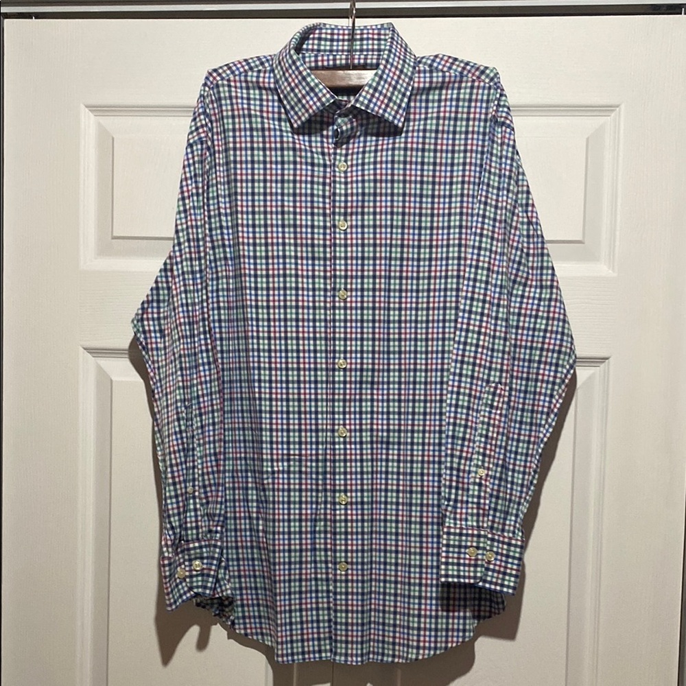 Peter Millar Multicolor Check Dress Shirt — Blue, Green, Pink